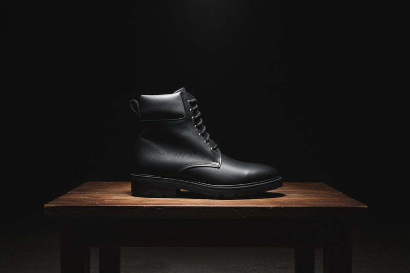 Black Leather Combat Boots - Heavy Duty Lug Sole | Heritage Craft ...